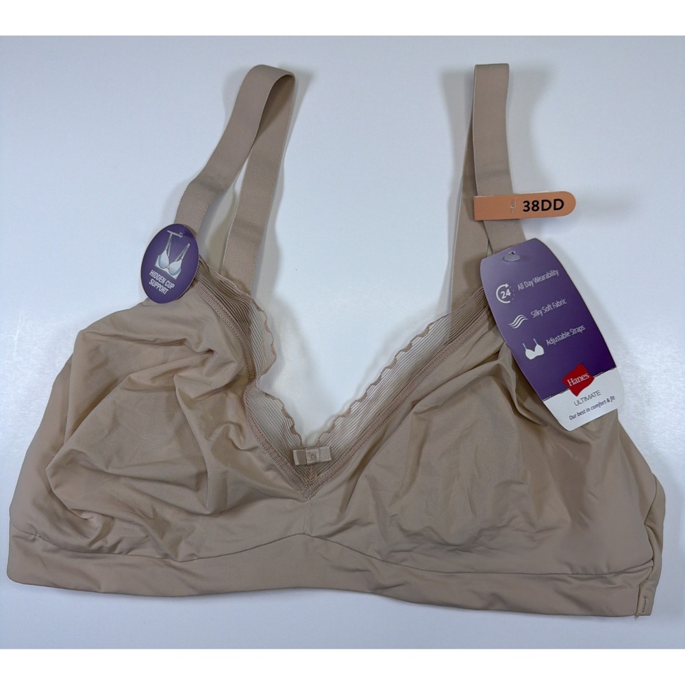 Hanes Ultimate Women's Silky Smooth Comfort Wirefree Bra DHHU31 SKIN Nude 38DD